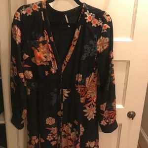 Free People Black and Orange Floral Maxi Dress
